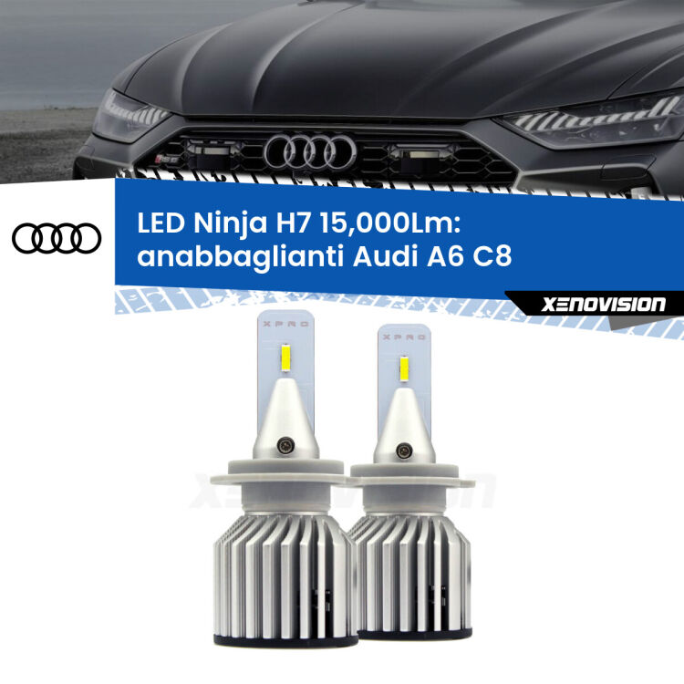 FINE SERIE: NO GARANZIA<strong>Kit anabbaglianti LED specifico per Audi A6</strong> C8 2018 in poi. Lampade <strong>H7</strong> Canbus da 15.000Lumen di luminosità modello Ninja Xenovision.