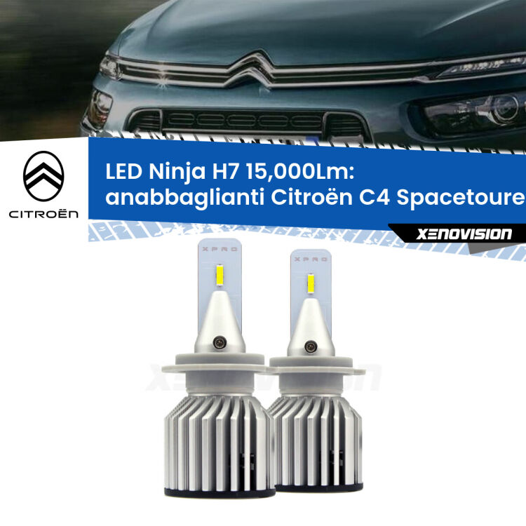 FINE SERIE: NO GARANZIA<strong>Kit anabbaglianti LED specifico per Citroën C4 Spacetourer</strong>  2018 in poi. Lampade <strong>H7</strong> Canbus da 15.000Lumen di luminosità modello Ninja Xenovision.