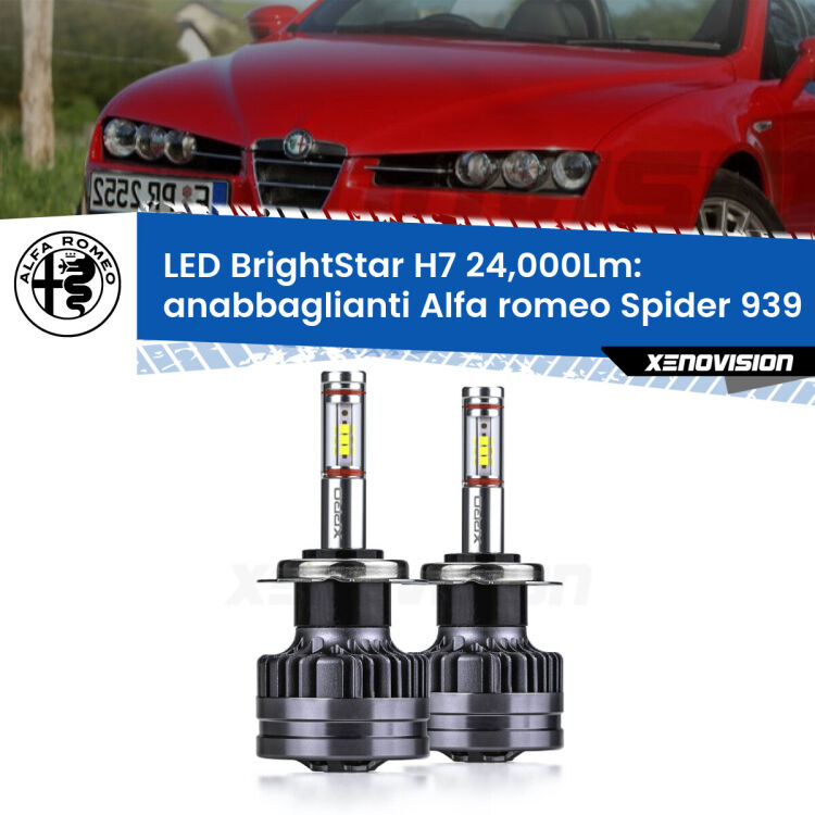 <strong>Kit LED anabbaglianti per Alfa romeo Spider</strong> 939 2006 - 2010. </strong>Include due lampade Canbus H7 Brightstar da 24,000 Lumen. Qualità Massima.