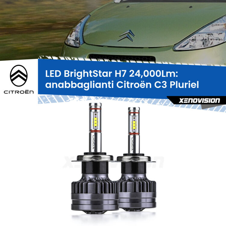 <strong>Kit LED anabbaglianti per Citroën C3 Pluriel</strong>  2003 - 2010. </strong>Include due lampade Canbus H7 Brightstar da 24,000 Lumen. Qualità Massima.