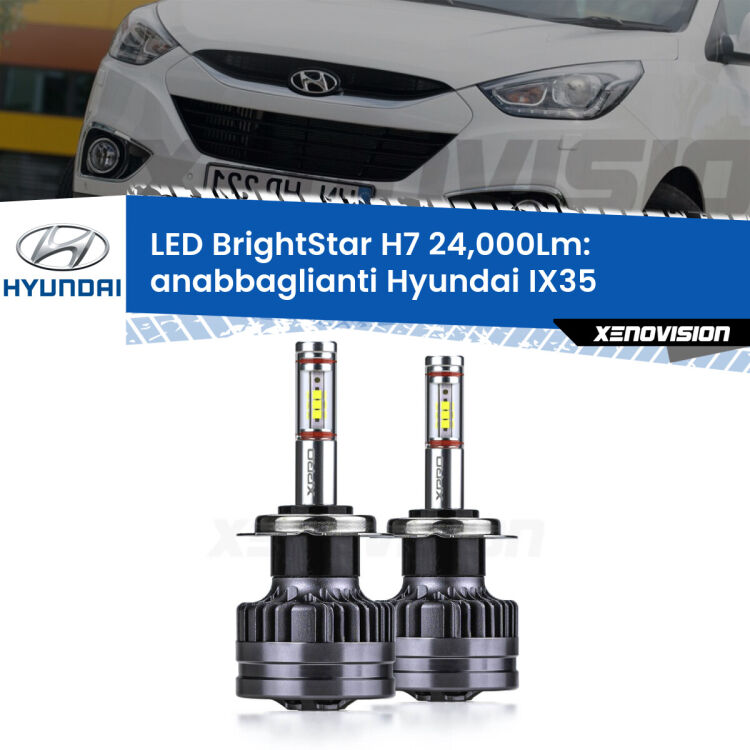 <strong>Kit LED anabbaglianti per Hyundai IX35</strong>  2009 - 2013. </strong>Include due lampade Canbus H7 Brightstar da 24,000 Lumen. Qualità Massima.