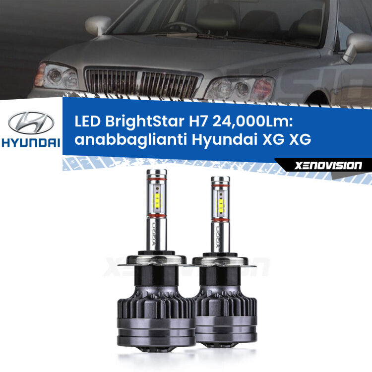 <strong>Kit LED anabbaglianti per Hyundai XG</strong> XG 1998 - 2005. </strong>Include due lampade Canbus H7 Brightstar da 24,000 Lumen. Qualità Massima.