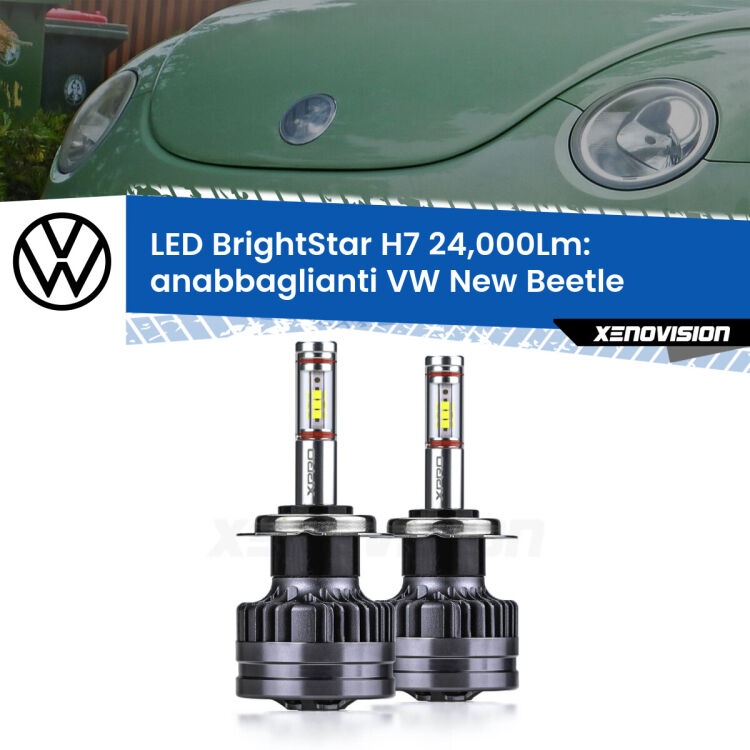 <strong>Kit LED anabbaglianti per VW New Beetle</strong>  2005 - 2010. </strong>Include due lampade Canbus H7 Brightstar da 24,000 Lumen. Qualità Massima.