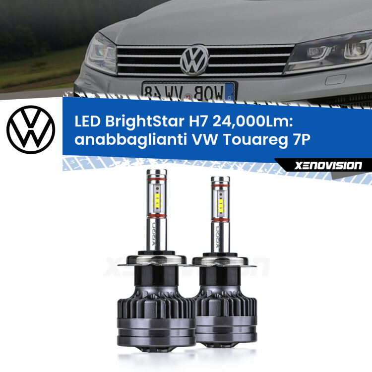 <strong>Kit LED anabbaglianti per VW Touareg</strong> 7P 2010 - 2014. </strong>Include due lampade Canbus H7 Brightstar da 24,000 Lumen. Qualità Massima.