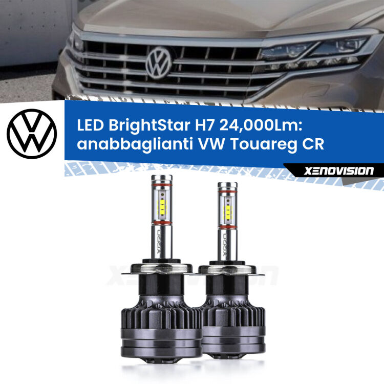 <strong>Kit LED anabbaglianti per VW Touareg</strong> CR 2018 in poi. </strong>Include due lampade Canbus H7 Brightstar da 24,000 Lumen. Qualità Massima.