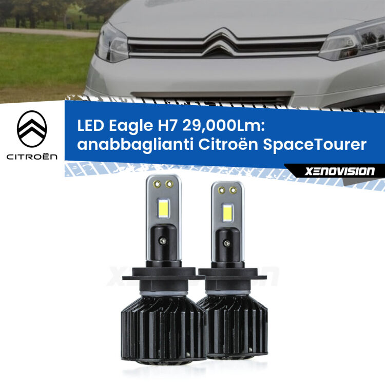 <strong>Kit anabbaglianti LED specifico per Citroën SpaceTourer</strong>  2016 in poi. Lampade <strong>H7</strong> Canbus da 29.000Lumen di luminosità modello Eagle Xenovision.