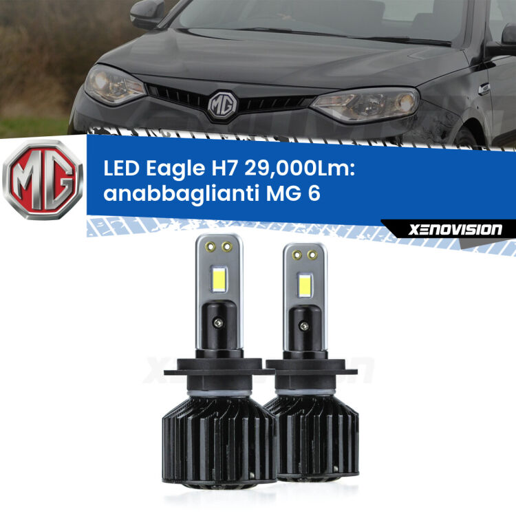 <strong>Kit anabbaglianti LED specifico per MG 6</strong>  2010 in poi. Lampade <strong>H7</strong> Canbus da 29.000Lumen di luminosità modello Eagle Xenovision.