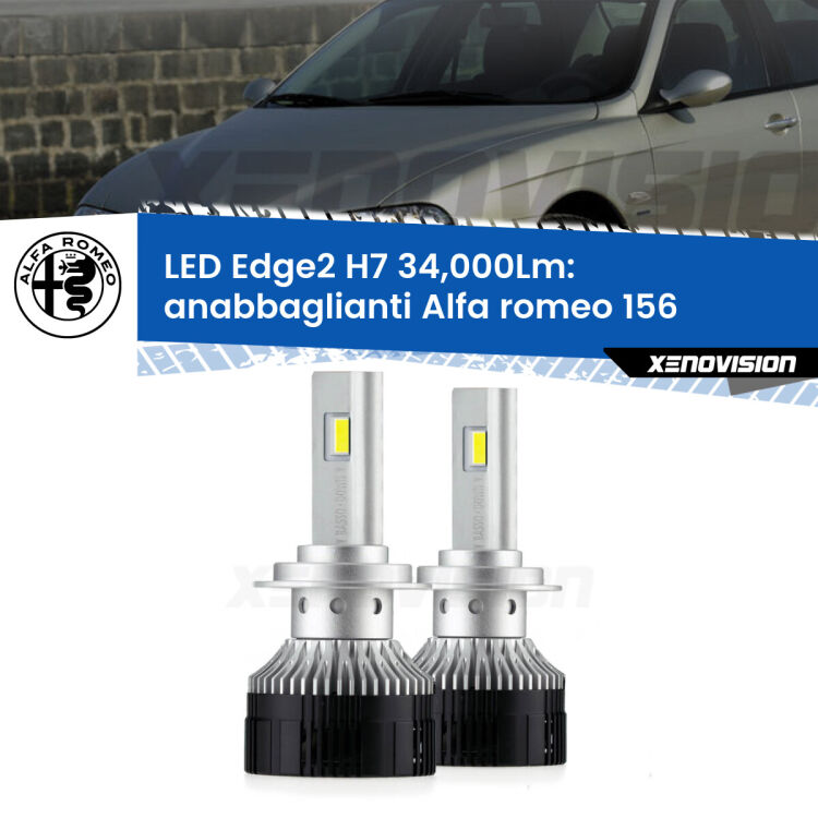 <strong>Kit anabbaglianti LED per Alfa romeo 156</strong>  1997 - 2005.</strong>.Coppia lampade <strong>H7</strong> modello Edge v3.0 di Xenovision.