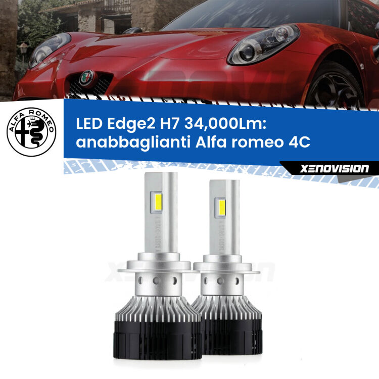 <strong>Kit anabbaglianti LED per Alfa romeo 4C</strong>  2013 in poi.</strong>.Coppia lampade <strong>H7</strong> modello Edge v3.0 di Xenovision.