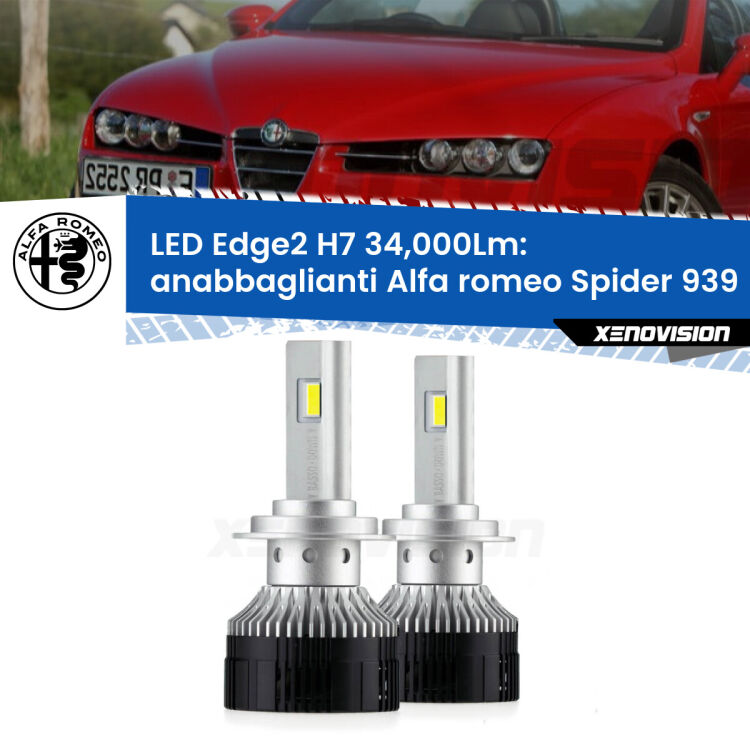 <strong>Kit anabbaglianti LED per Alfa romeo Spider</strong> 939 2006 - 2010.</strong>.Coppia lampade <strong>H7</strong> modello Edge v3.0 di Xenovision.