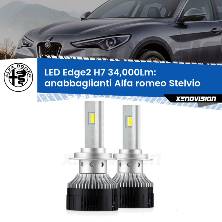 <strong>Kit anabbaglianti LED per Alfa romeo Stelvio</strong>  2016 in poi.</strong>.Coppia lampade <strong>H7</strong> modello Edge v3.0 di Xenovision.