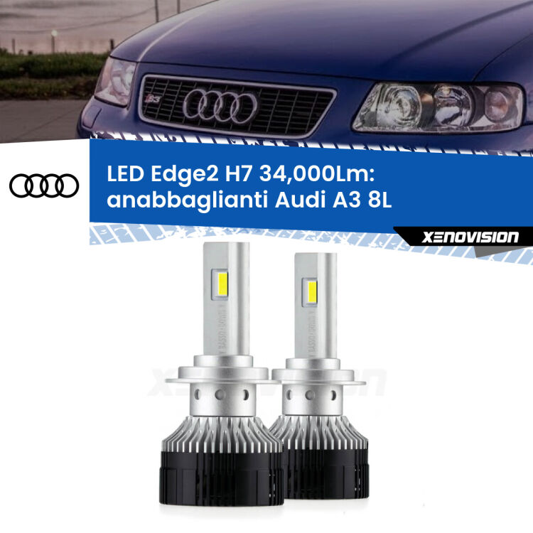 <strong>Kit anabbaglianti LED per Audi A3</strong> 8L fari a parabola.</strong>.Coppia lampade <strong>H7</strong> modello Edge v3.0 di Xenovision.