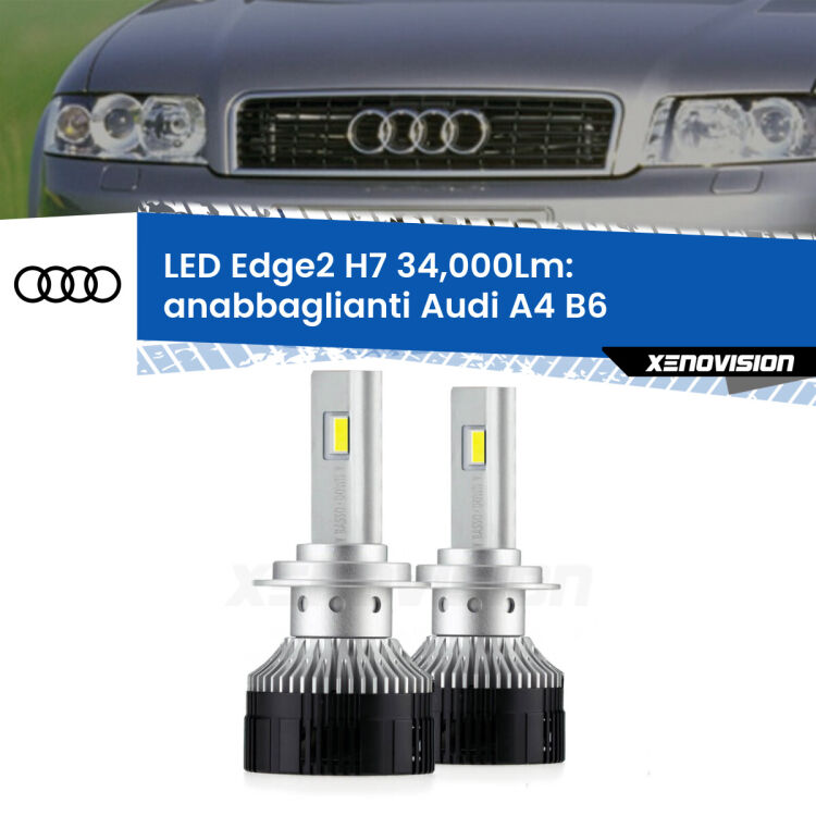 <strong>Kit anabbaglianti LED per Audi A4</strong> B6 2000 - 2004.</strong>.Coppia lampade <strong>H7</strong> modello Edge v3.0 di Xenovision.