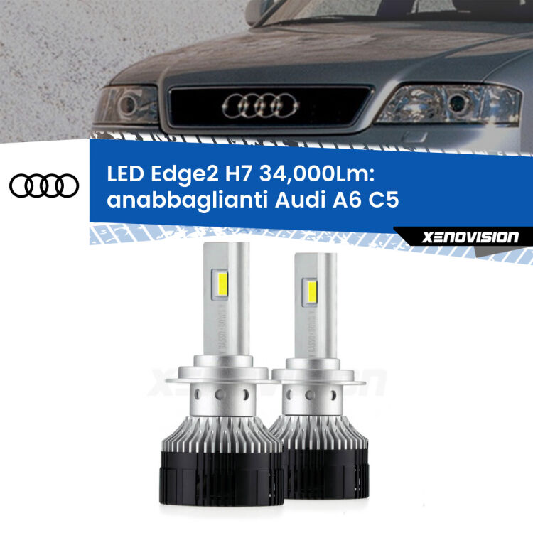 <strong>Kit anabbaglianti LED per Audi A6</strong> C5 2002 - 2004.</strong>.Coppia lampade <strong>H7</strong> modello Edge v3.0 di Xenovision.