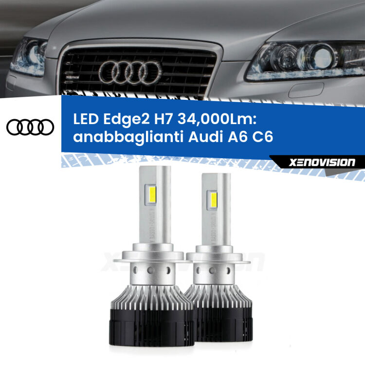 <strong>Kit anabbaglianti LED per Audi A6</strong> C6 2004 - 2011.</strong>.Coppia lampade <strong>H7</strong> modello Edge v3.0 di Xenovision.