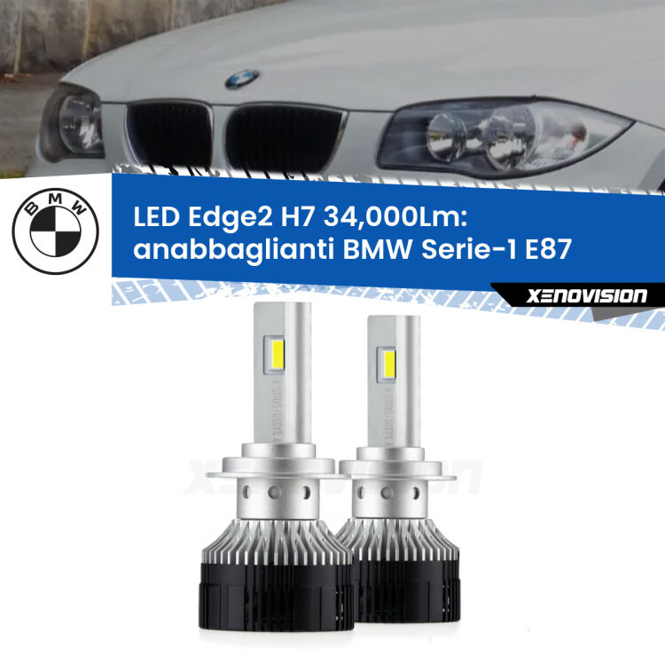 <strong>Kit anabbaglianti LED per BMW Serie-1</strong> E87 2003 - 2012.</strong>.Coppia lampade <strong>H7</strong> modello Edge v3.0 di Xenovision.