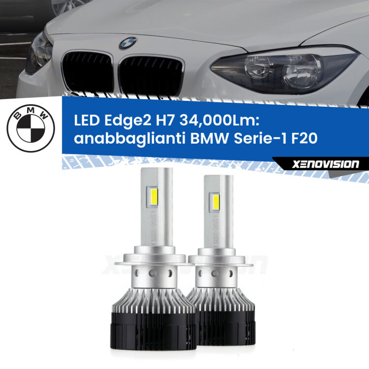 <strong>Kit anabbaglianti LED per BMW Serie-1</strong> F20 2010 - 2019.</strong>.Coppia lampade <strong>H7</strong> modello Edge v3.0 di Xenovision.