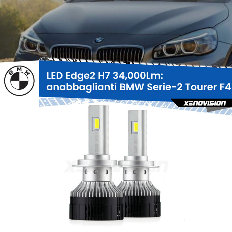 <strong>Kit anabbaglianti LED per BMW Serie-2 Tourer</strong> F45, F46 2014 - 2018.</strong>.Coppia lampade <strong>H7</strong> modello Edge v3.0 di Xenovision.