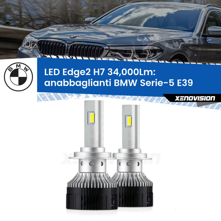 <strong>Kit anabbaglianti LED per BMW Serie-5</strong> E39 1996 - 2003.</strong>.Coppia lampade <strong>H7</strong> modello Edge v3.0 di Xenovision.