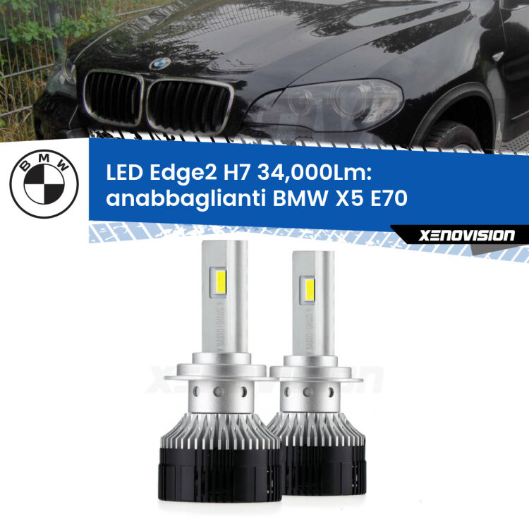 <strong>Kit anabbaglianti LED per BMW X5</strong> E70 2006 - 2013.</strong>.Coppia lampade <strong>H7</strong> modello Edge v3.0 di Xenovision.