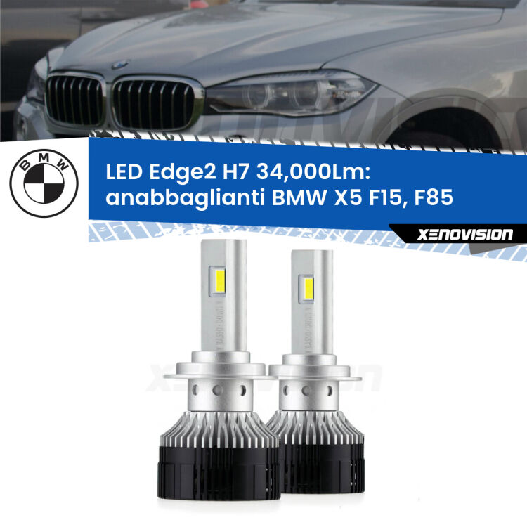 <strong>Kit anabbaglianti LED per BMW X5</strong> F15, F85 2014 - 2018.</strong>.Coppia lampade <strong>H7</strong> modello Edge v3.0 di Xenovision.