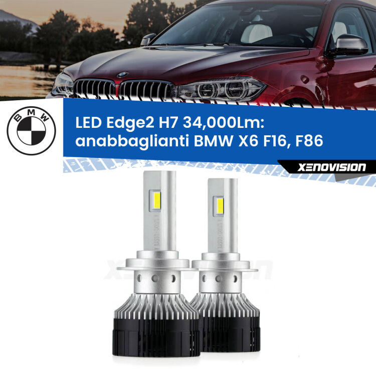 <strong>Kit anabbaglianti LED per BMW X6</strong> F16, F86 2015 - 2019.</strong>.Coppia lampade <strong>H7</strong> modello Edge v3.0 di Xenovision.