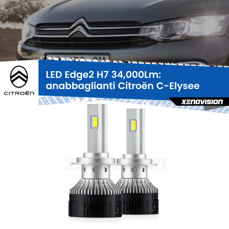 <strong>Kit anabbaglianti LED per Citroën C-Elysee</strong>  2012 in poi.</strong>.Coppia lampade <strong>H7</strong> modello Edge v3.0 di Xenovision.