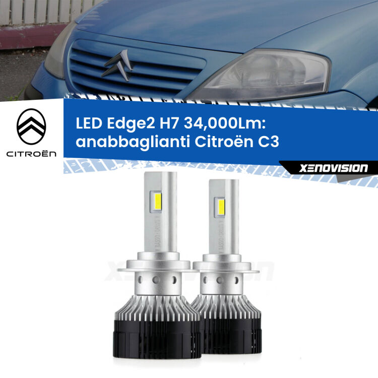 <strong>Kit anabbaglianti LED per Citroën C3</strong>  2002 - 2009.</strong>.Coppia lampade <strong>H7</strong> modello Edge v3.0 di Xenovision.