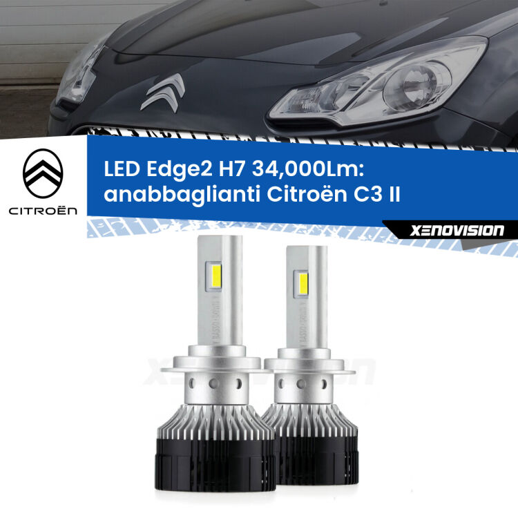 <strong>Kit anabbaglianti LED per Citroën C3</strong> II 2009 - 2016.</strong>.Coppia lampade <strong>H7</strong> modello Edge v3.0 di Xenovision.