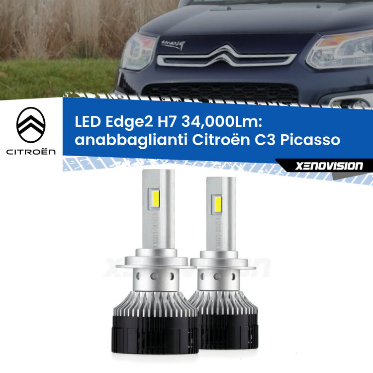 <strong>Kit anabbaglianti LED per Citroën C3 Picasso</strong>  2009 - 2016.</strong>.Coppia lampade <strong>H7</strong> modello Edge v3.0 di Xenovision.