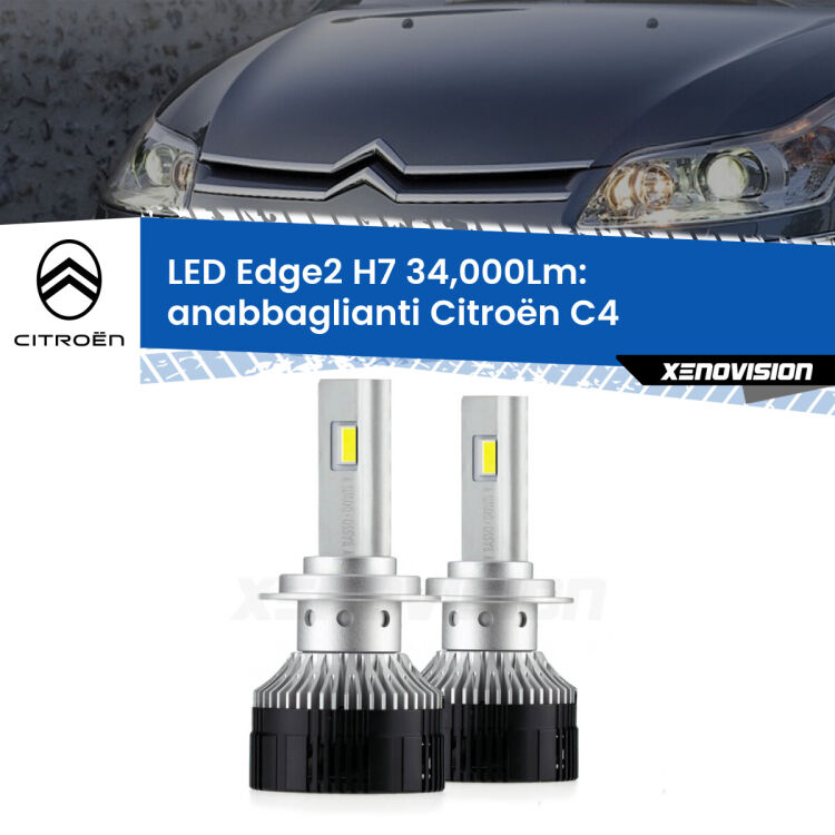 <strong>Kit anabbaglianti LED per Citroën C4</strong>  2004 - 2011.</strong>.Coppia lampade <strong>H7</strong> modello Edge v3.0 di Xenovision.