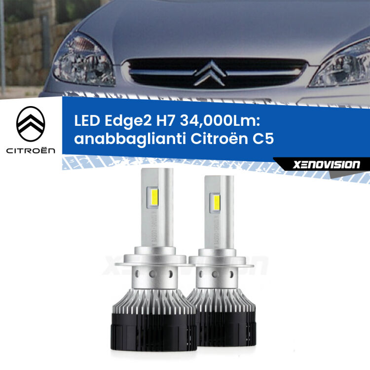 <strong>Kit anabbaglianti LED per Citroën C5</strong>  2001 - 2004.</strong>.Coppia lampade <strong>H7</strong> modello Edge v3.0 di Xenovision.