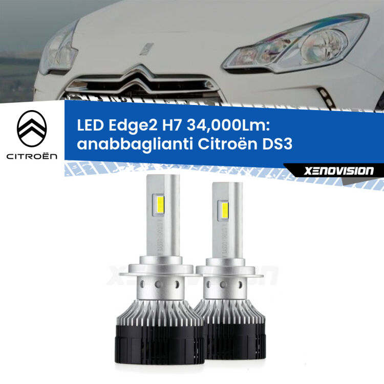 <strong>Kit anabbaglianti LED per Citroën DS3</strong>  2009 - 2015.</strong>.Coppia lampade <strong>H7</strong> modello Edge v3.0 di Xenovision.