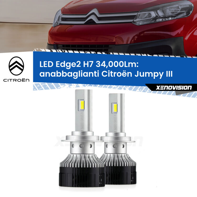 <strong>Kit anabbaglianti LED per Citroën Jumpy</strong> III 2016 in poi.</strong>.Coppia lampade <strong>H7</strong> modello Edge v3.0 di Xenovision.