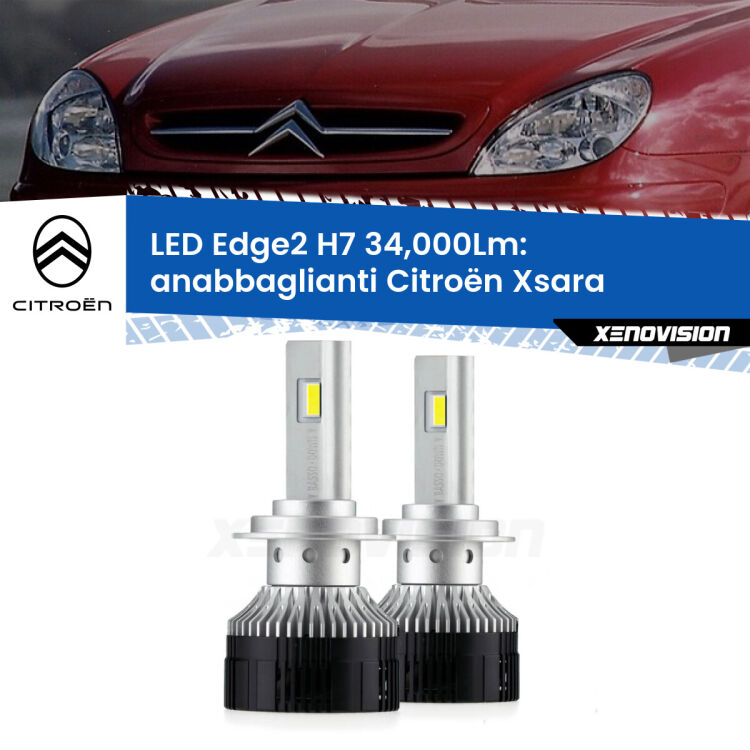 <strong>Kit anabbaglianti LED per Citroën Xsara</strong>  a parabola doppia.</strong>.Coppia lampade <strong>H7</strong> modello Edge v3.0 di Xenovision.