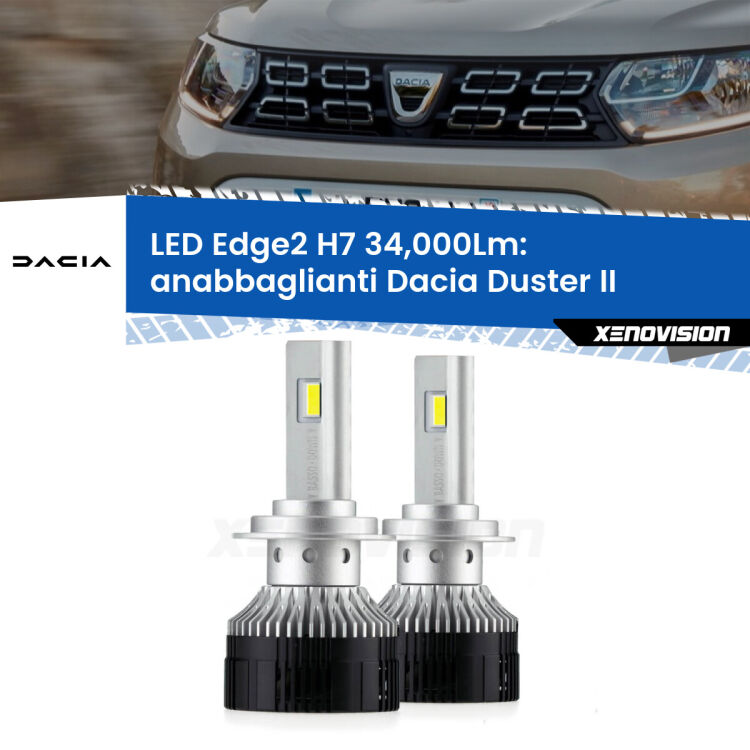 <strong>Kit anabbaglianti LED per Dacia Duster</strong> II 2017 in poi.</strong>.Coppia lampade <strong>H7</strong> modello Edge v3.0 di Xenovision.