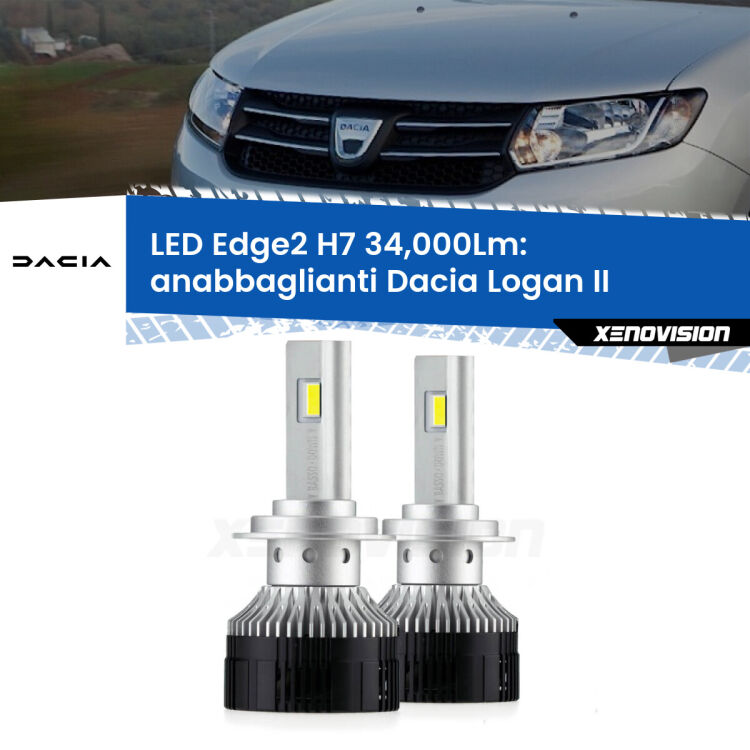 <strong>Kit anabbaglianti LED per Dacia Logan</strong> II a parabola doppia.</strong>.Coppia lampade <strong>H7</strong> modello Edge v3.0 di Xenovision.