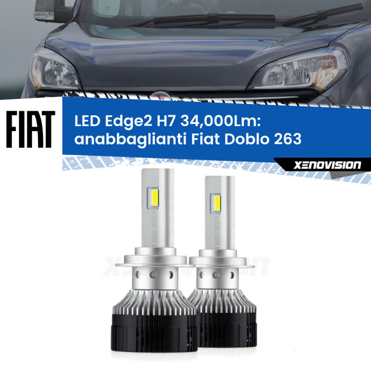 <strong>Kit anabbaglianti LED per Fiat Doblo</strong> 263 2010 - 2016.</strong>.Coppia lampade <strong>H7</strong> modello Edge v3.0 di Xenovision.