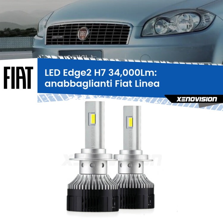 <strong>Kit anabbaglianti LED per Fiat Linea</strong>  2007 - 2018.</strong>.Coppia lampade <strong>H7</strong> modello Edge v3.0 di Xenovision.