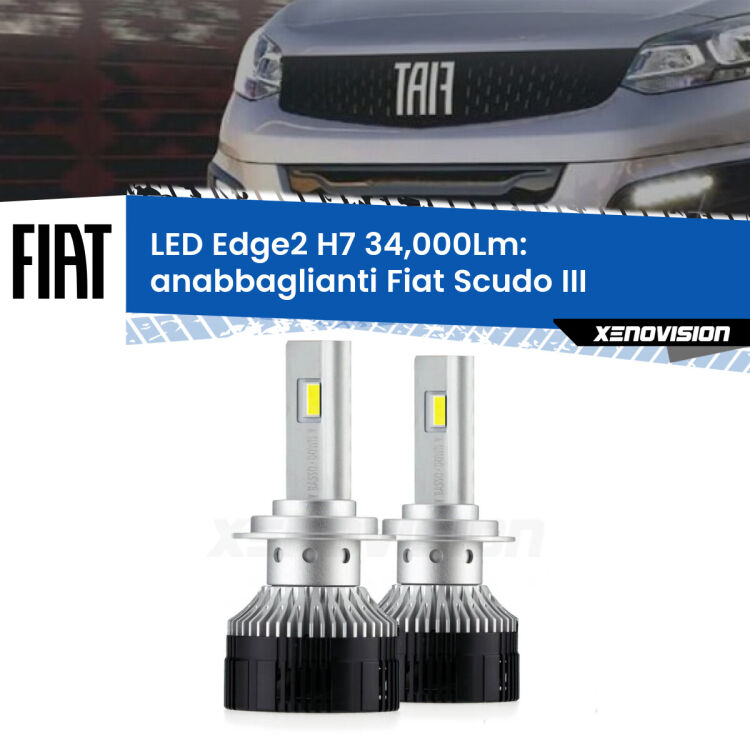 <strong>Kit anabbaglianti LED per Fiat Scudo</strong> III 2022 in poi.</strong>.Coppia lampade <strong>H7</strong> modello Edge v3.0 di Xenovision.