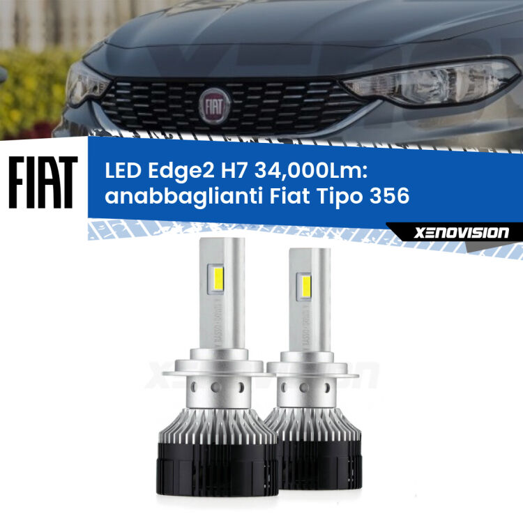 <strong>Kit anabbaglianti LED per Fiat Tipo</strong> 356 fari a parabola.</strong>.Coppia lampade <strong>H7</strong> modello Edge v3.0 di Xenovision.