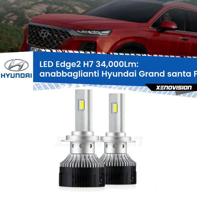 <strong>Kit anabbaglianti LED per Hyundai Grand santa FÉ</strong>  2013 in poi.</strong>.Coppia lampade <strong>H7</strong> modello Edge v3.0 di Xenovision.