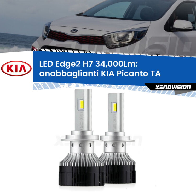 <strong>Kit anabbaglianti LED per KIA Picanto</strong> TA con fari lenticolari.</strong>.Coppia lampade <strong>H7</strong> modello Edge v3.0 di Xenovision.