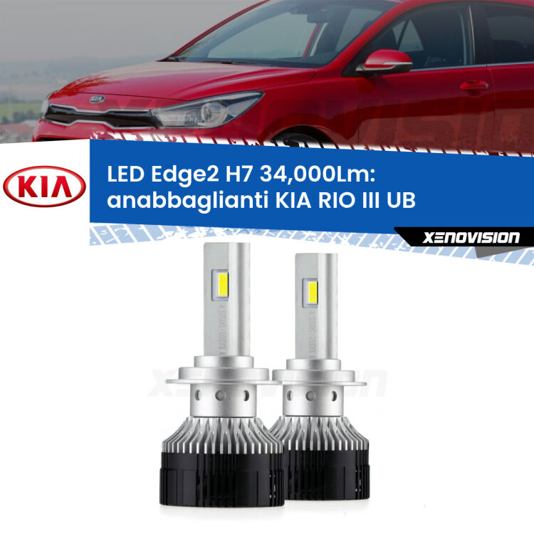 <strong>Kit anabbaglianti LED per KIA RIO III</strong> UB 2011 - 2016.</strong>.Coppia lampade <strong>H7</strong> modello Edge v3.0 di Xenovision.