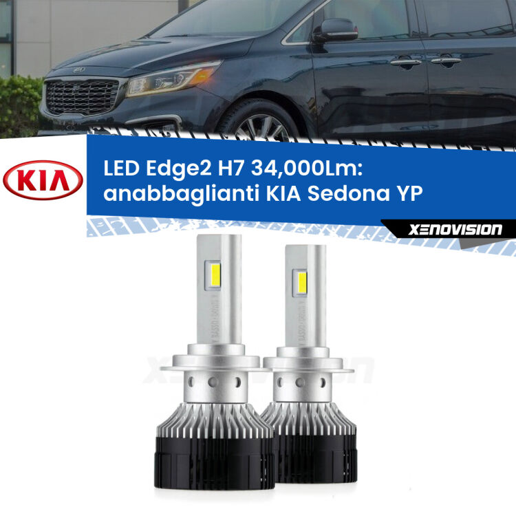 <strong>Kit anabbaglianti LED per KIA Sedona</strong> YP 2014 in poi.</strong>.Coppia lampade <strong>H7</strong> modello Edge v3.0 di Xenovision.