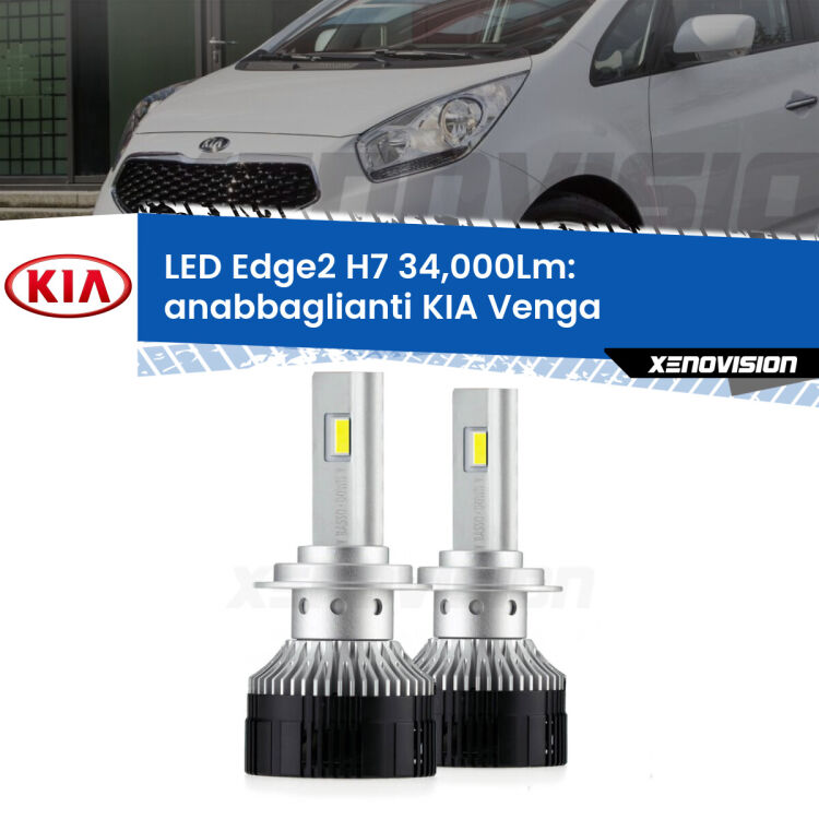 <strong>Kit anabbaglianti LED per KIA Venga</strong>  2010 - 2019.</strong>.Coppia lampade <strong>H7</strong> modello Edge v3.0 di Xenovision.