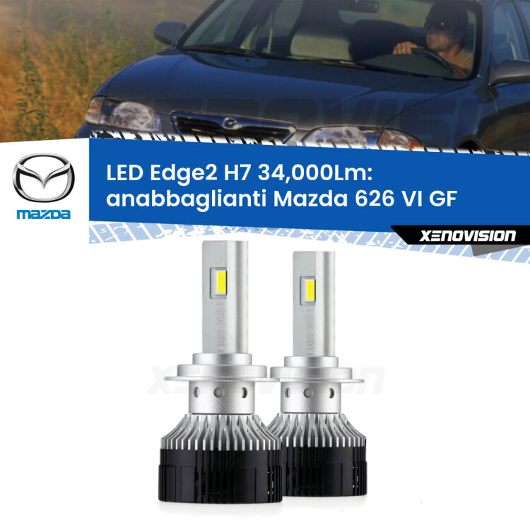 <strong>Kit anabbaglianti LED per Mazda 626 VI</strong> GF 1997 - 2002.</strong>.Coppia lampade <strong>H7</strong> modello Edge v3.0 di Xenovision.