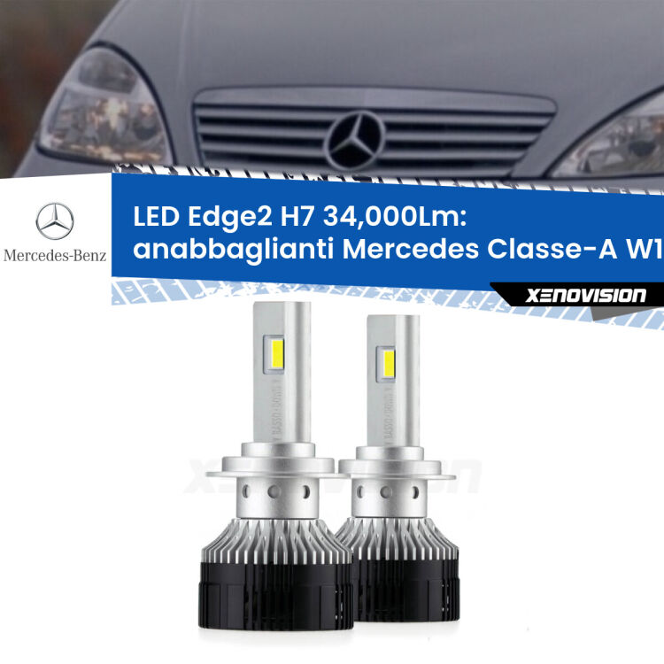 <strong>Kit anabbaglianti LED per Mercedes Classe-A</strong> W168 1997 - 2004.</strong>.Coppia lampade <strong>H7</strong> modello Edge v3.0 di Xenovision.