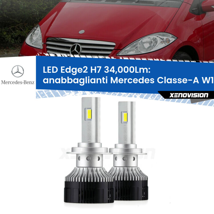 <strong>Kit anabbaglianti LED per Mercedes Classe-A</strong> W169 con fari a parabola.</strong>.Coppia lampade <strong>H7</strong> modello Edge v3.0 di Xenovision.