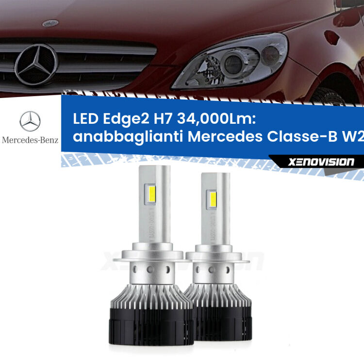 <strong>Kit anabbaglianti LED per Mercedes Classe-B</strong> W245 Prima serie.</strong>.Coppia lampade <strong>H7</strong> modello Edge v3.0 di Xenovision.